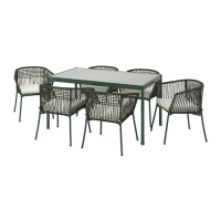 SEGERÖN 戶外餐桌椅組, 深綠色/frösön/duvholmen 米色, 147 公分