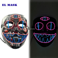 Three Eyes Monster Scary Mask Horrible EL Wire Light Up Mask Mask Gift For Halloween Easter Glowing Parties