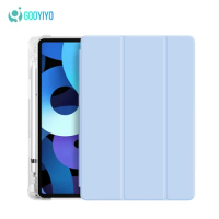 GOOYIYO For iPad Air 5 2022 Case 10th Pro11 2021 Trifold Cover Tablet Holder TPU Shell Pen Slot For Apple iPad Mini 6 DIY Decal