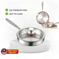 22CM - 30CM Thickened 316 Without Coating Frying Pan / 22CM - 30CM Tebal 316 Tanpa Bersalut Kuali St