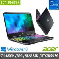 【Acer 宏碁】特仕版 PH317-55-73N6 17吋獨顯電競筆電(i7-11800H/16G/512G SSD/RTX3070/+16G記憶體 含安裝)