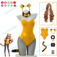 Anime Toradora! Taiga Aisaka Cosplay Costume Wig Tiger Ver Jumpsuit Sexy Bunny Girl Suit Yellow Leather Dress Tail Stockins Ears