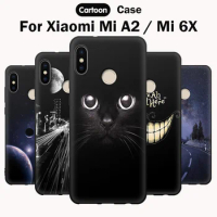 JURCHEN Thin Soft Phone Case For Xiaomi A2 Xiaomi Mi A2 Cover TPU Cartoon Silicone Back Bags For Xiaomi Mi 6X Mi6X MiA2 Case