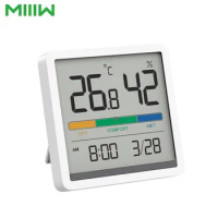 Miiiw Mute Temperature And Humidity Clock Home Indoor High-precision Baby Room C/F Monitor 3.34inch Huge LCD Screen