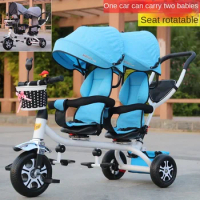 Children's Tricycle Twin Stroller Safe and Comfortable Two Person Baby Bicycle Baby Light and Simple Stroller Baby Stroller