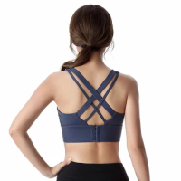 Fitness Woman High Impact Sport Bra Plus Size XXXL Cross Straps Wirefree Adjustable Buckle Nylon Yoga Underwear Gym Workout Bra