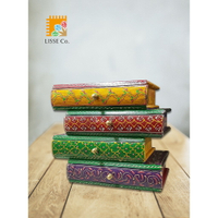 [綺異館] 印度手工木櫃 書本造型4抽 櫃子 復古 純手工彩繪 實用小木盒 收納盒 收納櫃MA661