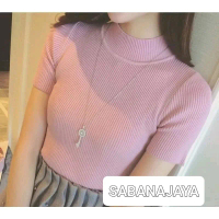 Atasan wanita turtleneck_atasan kaos wanita lengan pendek_atasan manset wanita
