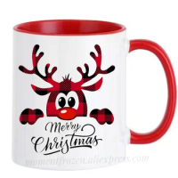 Merry Christmas Mugs Xmas Cute Deer Cups New Year Santa Coffee Mugen Coffeeware Home Decal Funny Gift Idea Message Drinkware