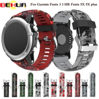 26mm Width Watch Strap for Garmin Fenix 3 Replacement Watch Band Outdoor Sport Silicone Watchband for Garmin Fenix3 HR/ Fenix 5X