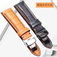quality genuine leather watch strap 18mm 20mm 22mm 23mm orange leater band of watch or Mido M005 CITIZEN strap men