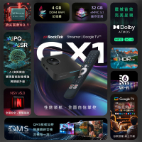 Rocktek 雷爵 GX1 Google TV 4K智慧電視盒(Google/Netflix/Prime Video認證Google TV)