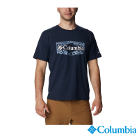 【Columbia 哥倫比亞 官方旗艦】男款-Mens Sun Trek™UPF50快排短袖上衣-深藍(UAE08060NY / 2023春夏)