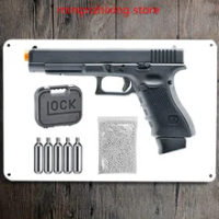Umarex Glock G34 Gen4 C02 Blowback Deluxe (Vfc) Airsoft Pistol Bb Air Soft Gun with Wearable4U Bundle Tin Sign Metal Poster