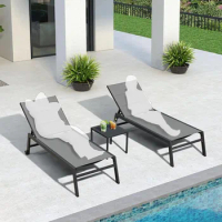 Outdoor Chaise Lounge Chair, Extra Large Lounge 2 Pieces Aluminum Patio Lounge, Outdoor Chaise Lounge Chair