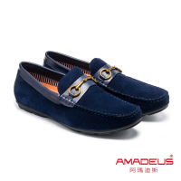 【AMADEUS 阿瑪迪斯皮鞋】真皮舒適休閒男樂福鞋/帆船鞋 23403-1 藍色(男皮鞋/麂皮樂福鞋)