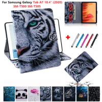 Funda For Samsung Galaxy Tab A7 2020 Tablet Case 10.4 Inch Tiger Lion Magnetic Stand Fundas For Galaxy Tab A7 A 7 2020 Cover Pen