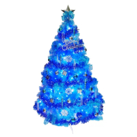 【摩達客】台灣製-10尺/10呎-豪華版晶透藍系聖誕樹(含銀藍系配件組/含100燈LED燈藍白光6串/附IC控制器)