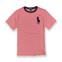 美國百分百【全新真品】Ralph Lauren T恤 RL 短袖 T-shirt Polo 大馬 條紋 紅白XS S號 青年版 I030