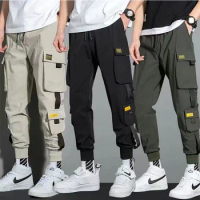 Thin Casual Pants Men Jogging Pants Male Slim Fit Spring Cargo Pants Multi-Pockets Trouser