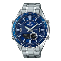 【CASIO 卡西歐】EDIFICE 定時數碼雙重顯示計時錶-藍x51mm(EFV-C100D-2A)