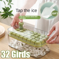 32 Grid Silicone Ice Cube Tray Mould With Lid Shovel Storage Box Remove With One Click Ice Maker DIY Whiskey Cocktail Tools
