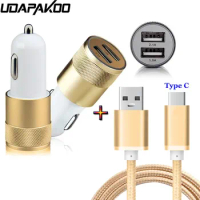 2-Port Smart USB Quick Car Charger + 3FT Type C USB Cable for Honor 9 10 Oneplus 3T 5T 6T LG G5 G6 V20 Sony Xperia XZ X Compact