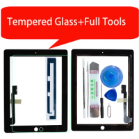 Touch Screen Glass Digitizer Assembly For iPad 3 iPad 4 A1416 A1430 A1403 A1458 A1459 A1460 With Tools+Tempered Glass