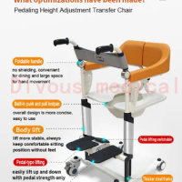 Free Shipping Multi-purpose Pedal Adjust Patient Lift and Transfer Chair with Large Full Body Elderly Toilet Bath Commode Chair