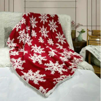 Thicked Lamb Cashmere Throw Blanket Christmas Snowflake Blanket Autumn and Winter Soft Warm Sofa Lamb Velvet Blankets