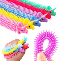 6Pcs Squishy Fidget Toys Worm Noodle Stretch String Rope Anti Stress Relief Toy String Fidget Autism Vent Tool for Kids Adults