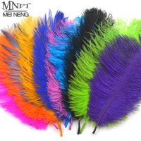 MNFT 20PCS Multiple Color Ostrich Hair Fly Tying Material White Black Olove Green Ginger Fly Fishing Streamer Bugs Salmon