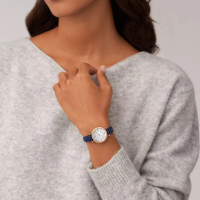 【FOSSIL】Carlie系列 優雅晶鑽皮帶女錶 四款可選(ES5295／ES5296／ES5297／ES5298)