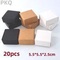 20pcs 5.5x5.5x2.5cm Kraft Packaging Earring Jewlery Paper Box White Gift Cardboard Box Black Jewelry Display Storage Packing Box