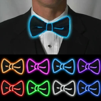Men's Glowing Bow Tie EL Wire Neon LED Luminous Party Halloween Christmas Luminous Light Up Decoration Bar Club Stage Props