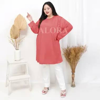 TUNIK KAOS JUMBO POLOS - TUNIK KAOS WANITA POLOS LD 120 cm - LD 130 cm - LD 140 cm L/XL SALEM