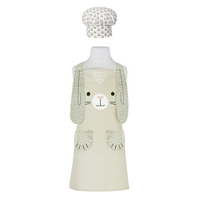 《danica》Jubilee廚師帽+平口雙袋兒童圍裙(小兔兔) | 親子圍裙 畫畫衣 烘焙圍裙