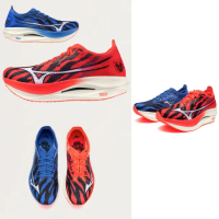 【MIZUNO 美津濃】WAVE REBELLION PRO LOW 男款 路跑鞋(U1GD254303 紅 藍 鬼速限定 碳纖維板 競速 馬拉松)