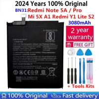 100% Original Phone Battery BN31 for Xiaomi Mi 5X Mi5X Redmi Note 5A / Pro Mi A1 Redmi Y1 Lite S2 3080mAh Batteries + Tools