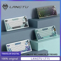 Langtu Lt75 Mechanical Keyboard 3-Mode 80 Keys Wired/Wireless/Bluetooth PBT RGB Gasket Customized Office PC Game Keyboard
