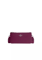 COACH Coach Double Zip Crossbody Bag Pebble Leather In Deep Berry CJ789