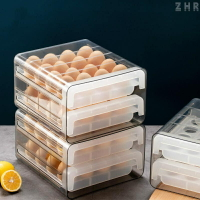 全新 抽屜式雞蛋盒冰箱雞蛋收納保鮮盒32格雙層透明蛋託 日式 雞蛋收納盒 防震家用雞蛋盒 防碰撞雞蛋保鮮收納盒 可疊加郊