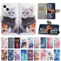 Coque i Phone 7 8 Plus Leather Case on for iPhone 12 11 Pro Max 13 Mini iPhon 13 SE Cases Cat Butterfly Flip Wallet Cover Women