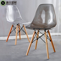 伊姆斯透明椅 透明椅 DSW 北歐造型椅 普普風 楓木腳椅 工業風 L型餐椅 休閒椅 塑料椅【U49】