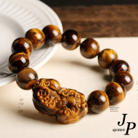 預購 Jpqueen 天然黃虎眼石中性貔貅串珠手鍊(棕色)
