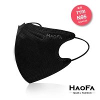 口罩【HAOFA x MASK】N95 3D 氣密型立體口罩 霧面黑色 成人款 50入/盒 台灣製造 立體口罩 五層