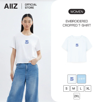 AIIZ (เอ ทู แซด) - AIIZ เสื้อยืดผู้หญิงตัวสั้นปักลายกราฟิก AIIZ Women's Embroidered Cropped T-Shirt