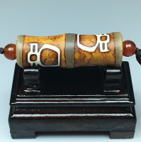 藏傳橘皮紋老瑪瑙竹節財神天珠項鏈吊墜手鏈天然玉髓佛系飾品