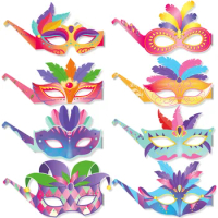 8pcs Mardi Gras Party Photo Props Paper Glasses Mexican Masquerade Party Spooky Dress Up Props Decoration