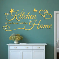 Kitchen Heart Quotes Acrylic Mirror Wall Sticker Home Decor Butterfly Elephant Loving Family Kitchen Wall Decals Sticker